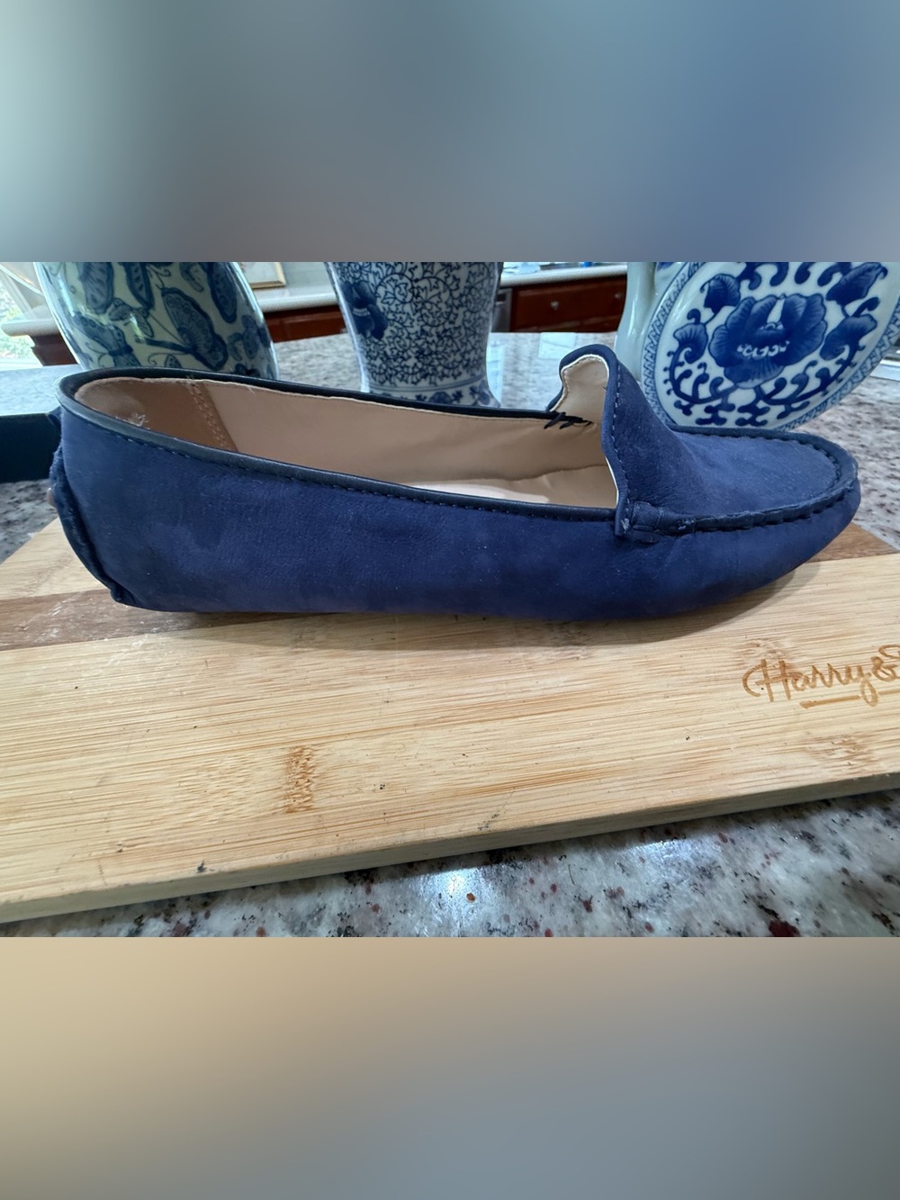Cole Haan Navy Suede Slip-On Loafers - Picture 5 of 9